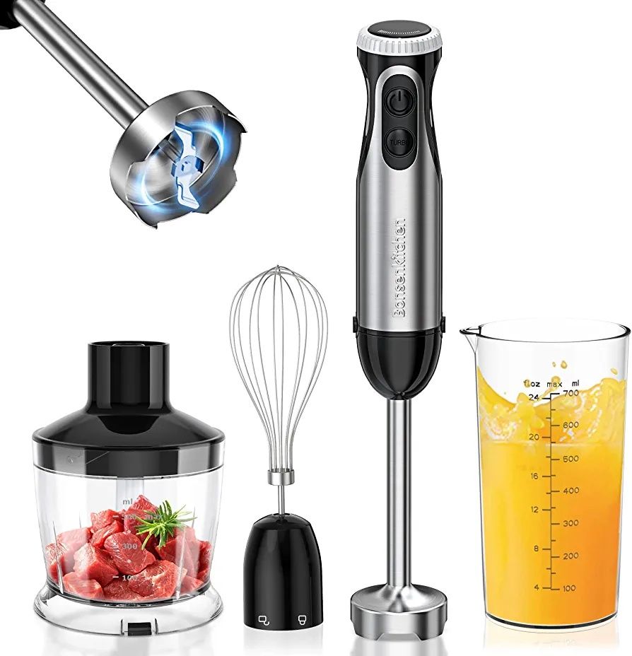 Bonsenkitchen Blender immersyjny, elektryczny blender ręczny 4-en-1