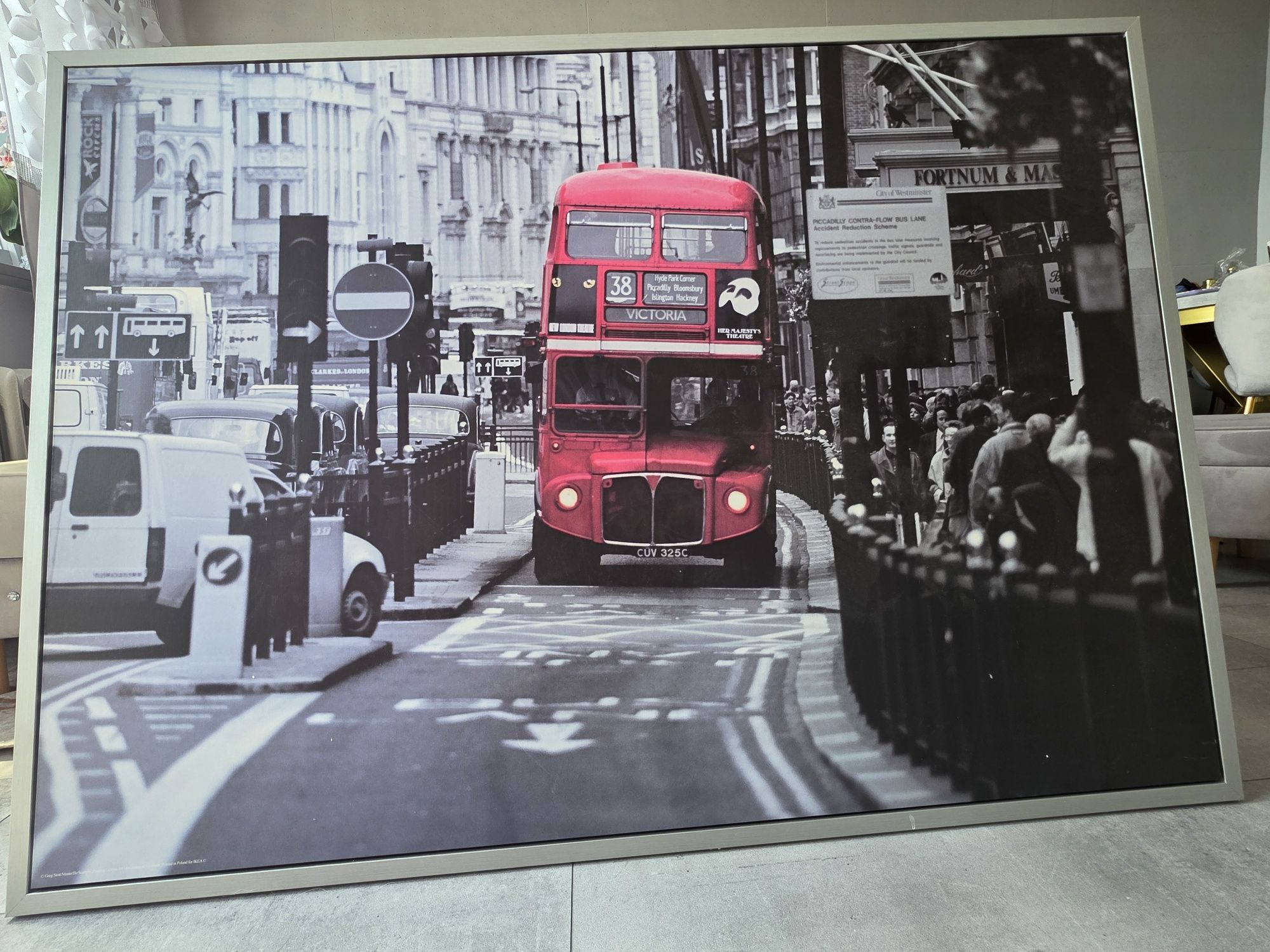 Obraz 1,40 x 1,00 m IKEA autobus Londyn UK Wielka Brytania szaro czerw