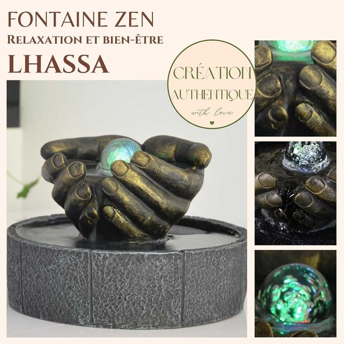 fontanna wewnętrzna Zen z kolorowym światłem LED 19 x 28 cm