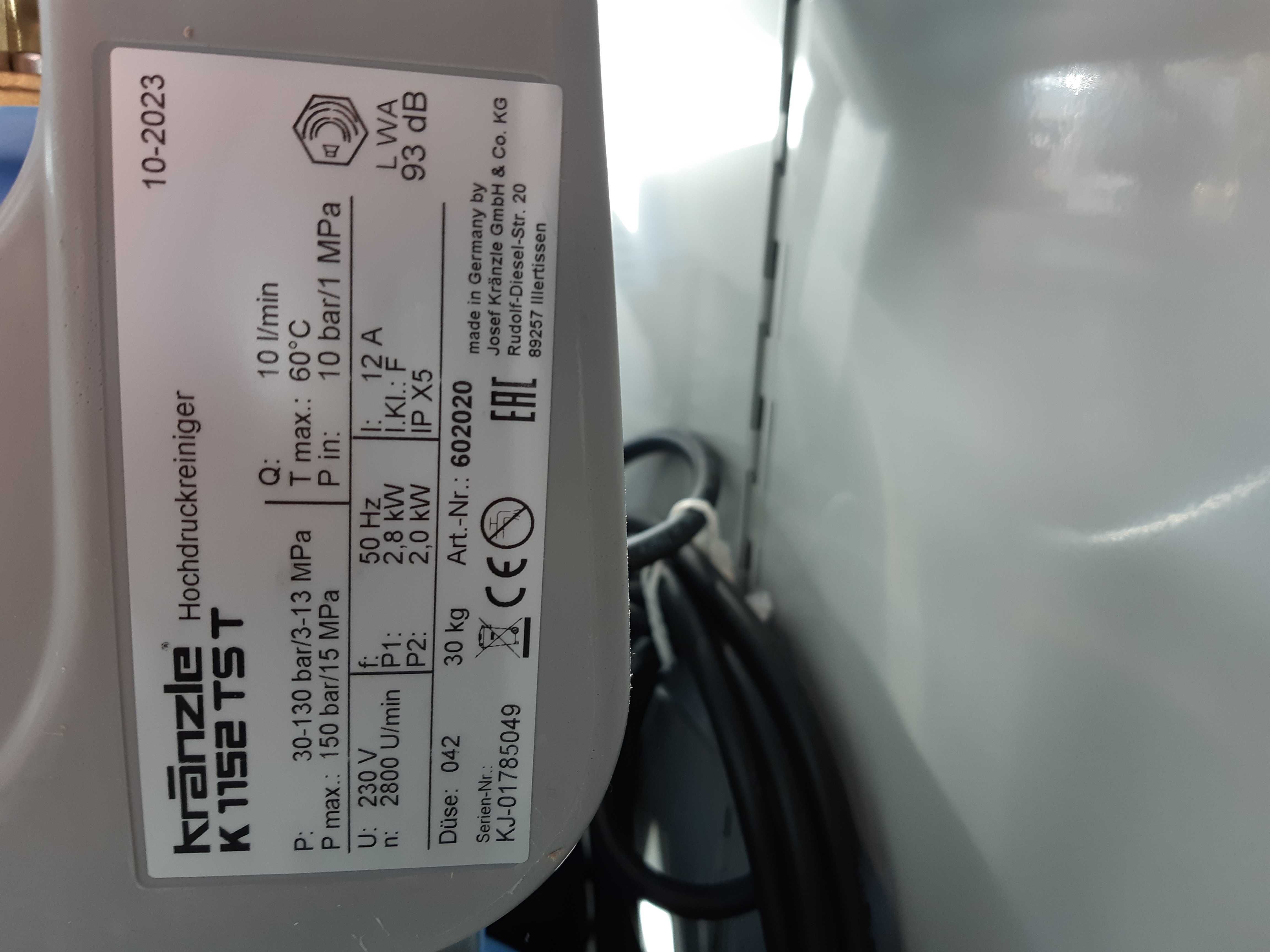 Myjka wysokociśnieniowa Kranzle K 1152 TST z lancą Dirt + Bęben