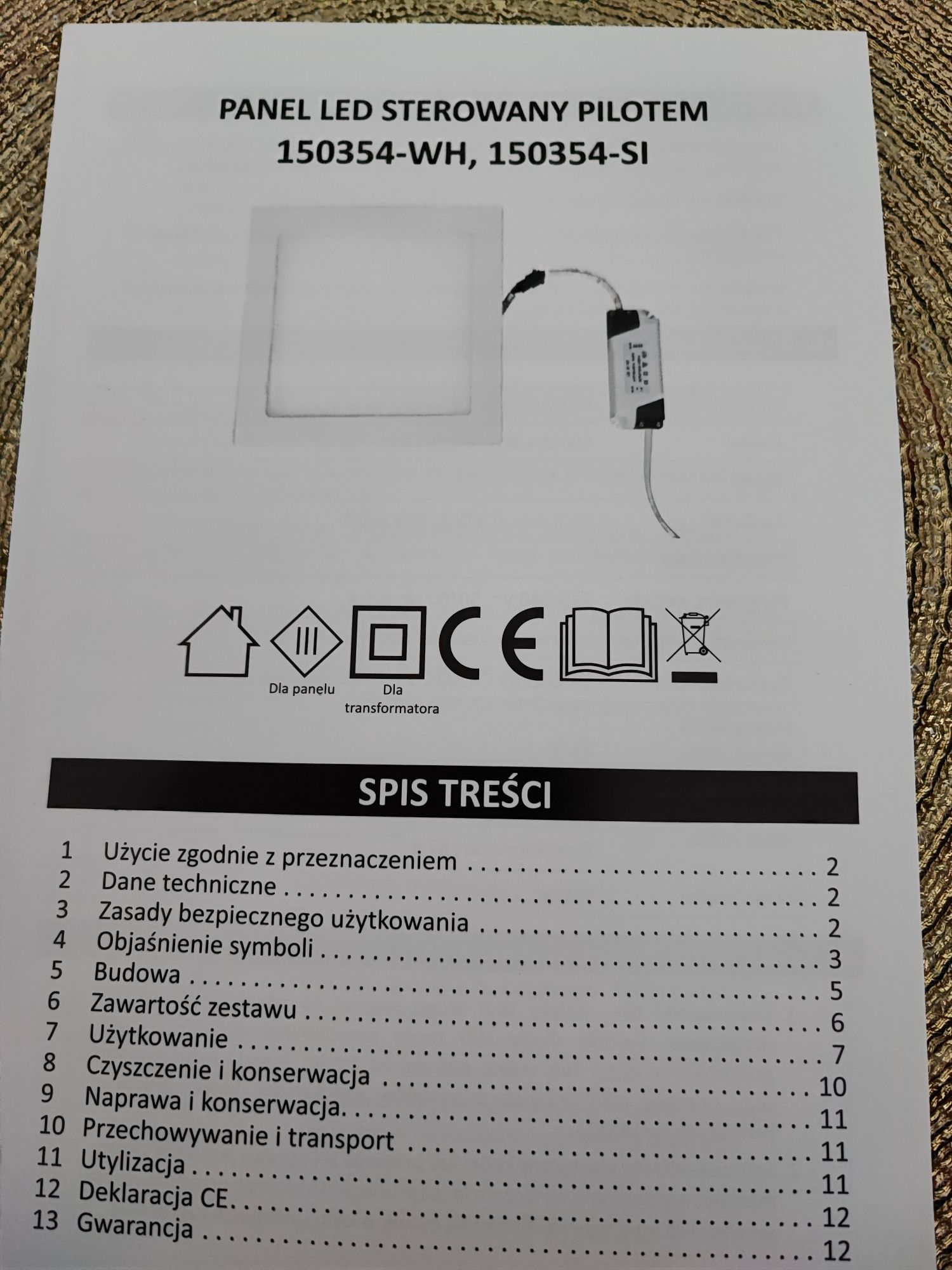 Panel LED sterowany pilotem