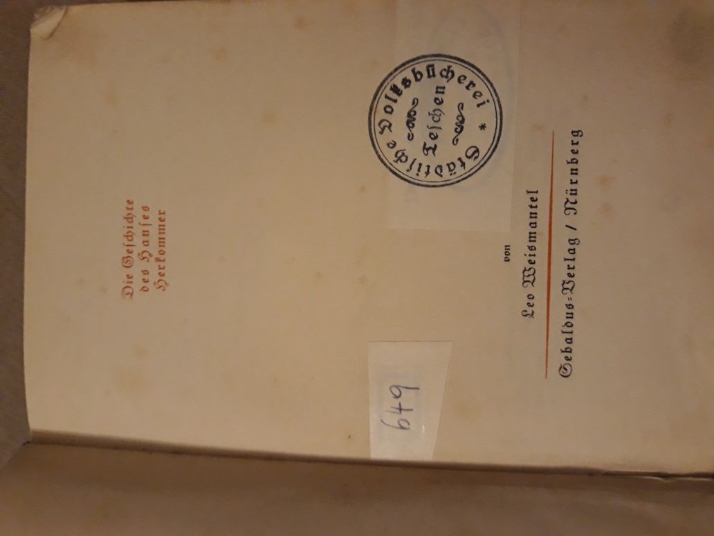 1932r. Weismantel - Die Geschichte des Hauses Herkommer. Stara ksiazka