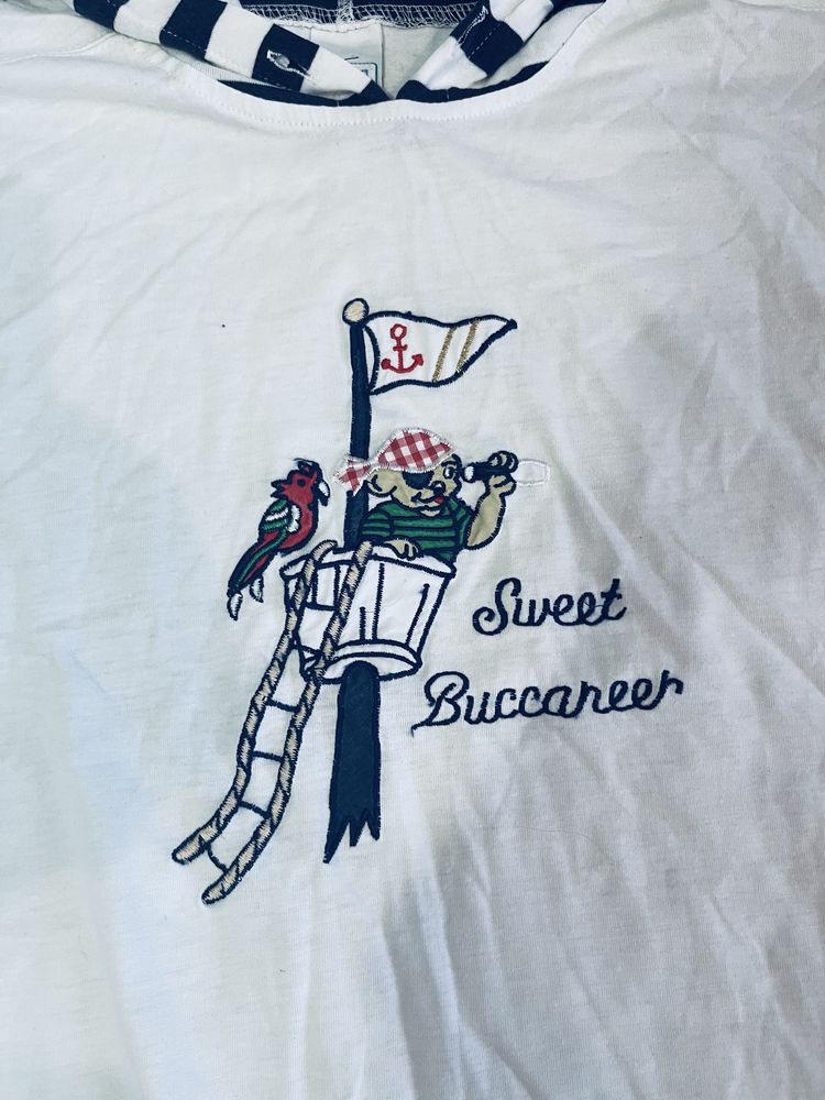 T-shirt dzieciecy 152 cm c&a z kapturem w paski marynarski