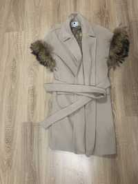 Płaszcz płaszczyk futro naturalne lis kurtka zimowa