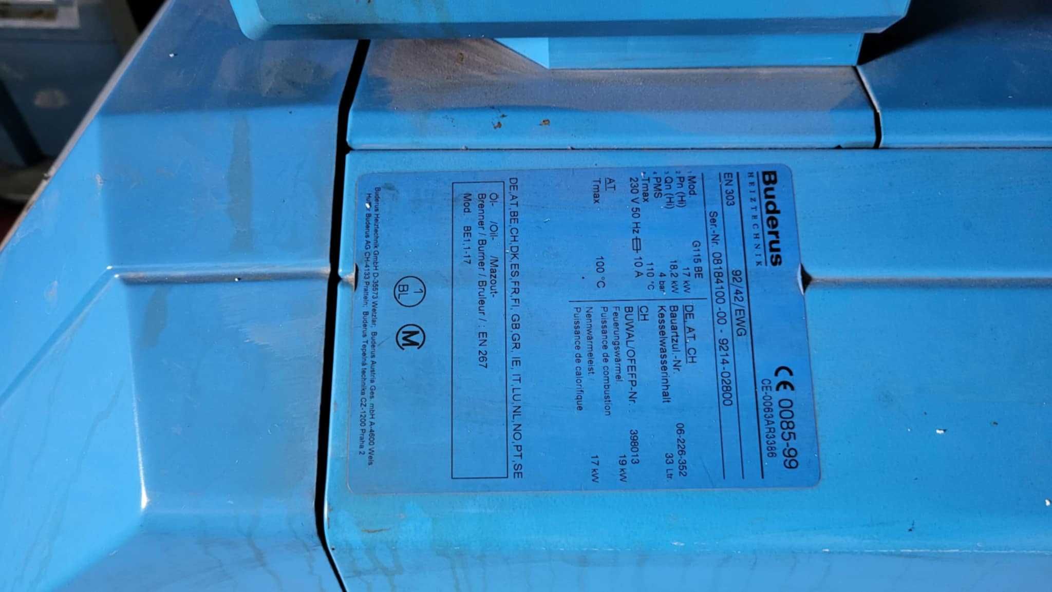 Piec olejowy Buderus Logano G115, sterownik HS 2105 M