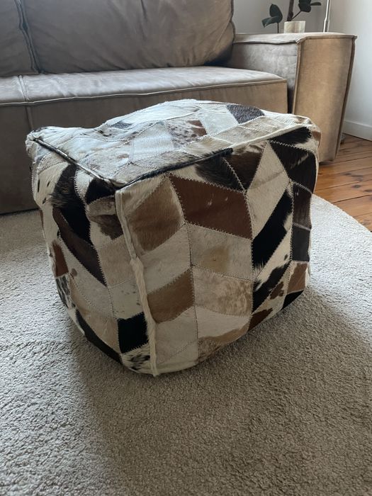 Pufa, podnożek skórzany patchwork