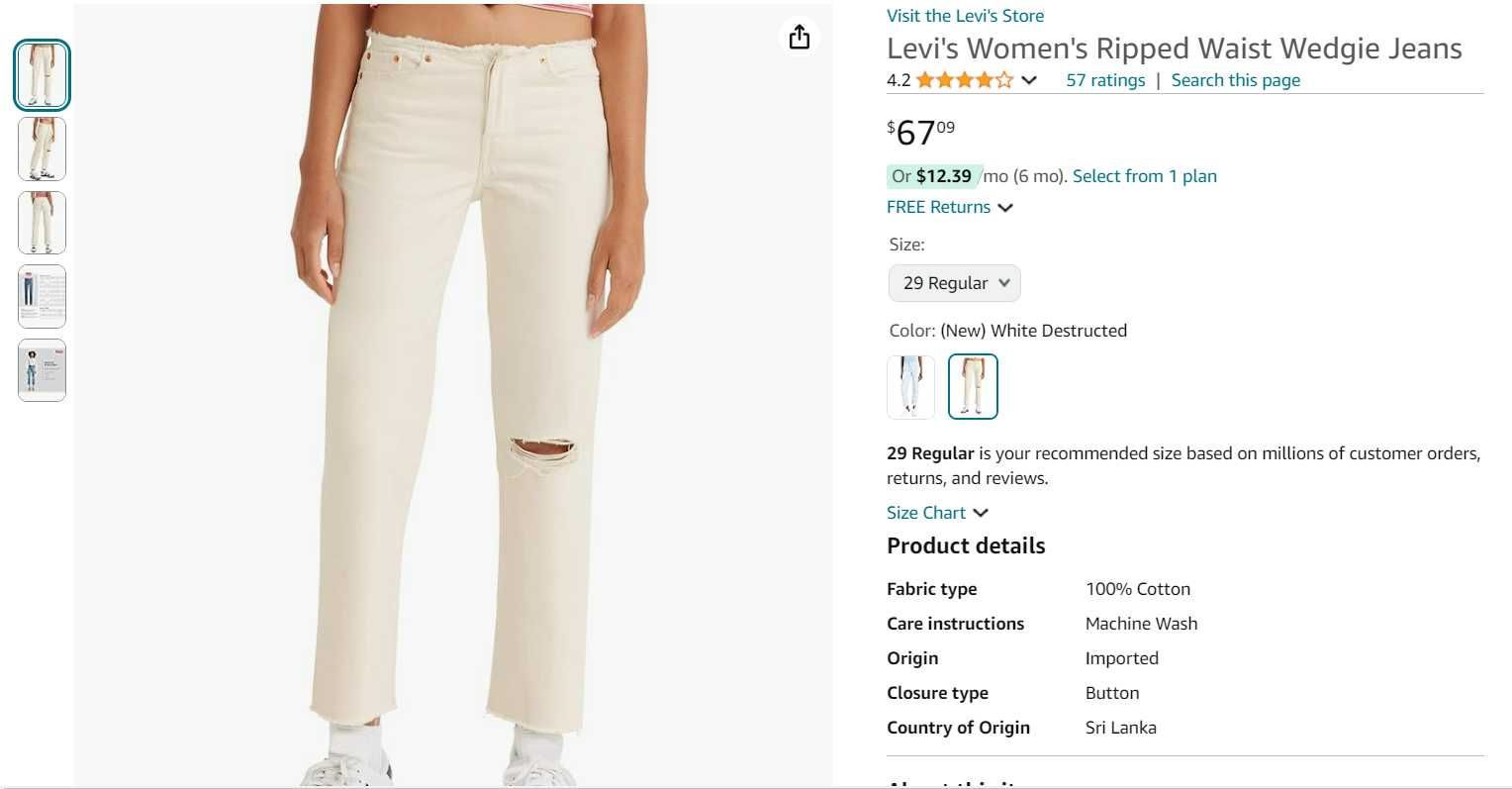 джинси Levis жіночі, нові W29 L28