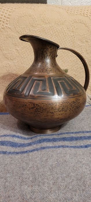 Stary miedziany dzban 30 cm. Sygnowany