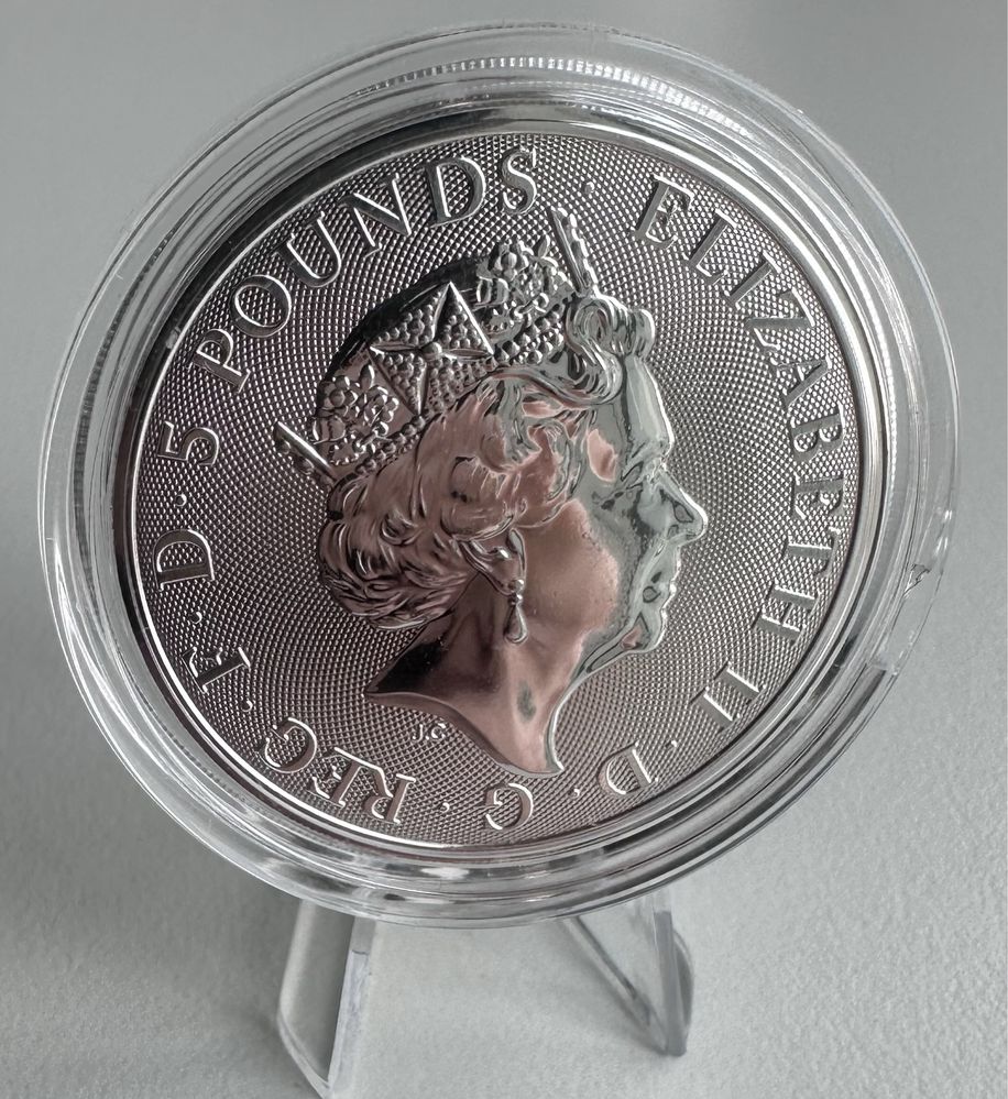 Срібна монета 2 oz Tudor Beasts Yale Of Beaufort чудовиська звіри