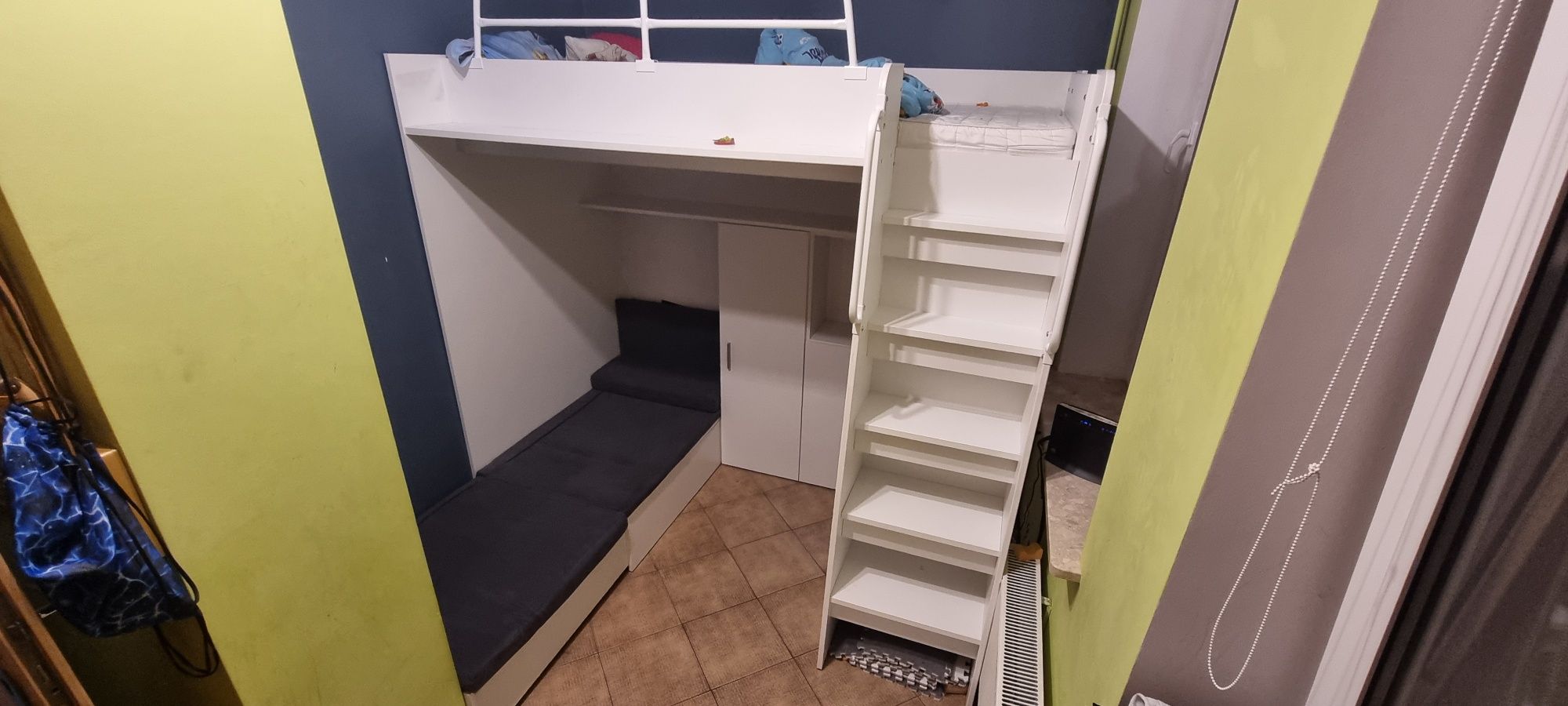 Łóżko piętrowe JSM7 z sofą i biurkiem + materac Gratis