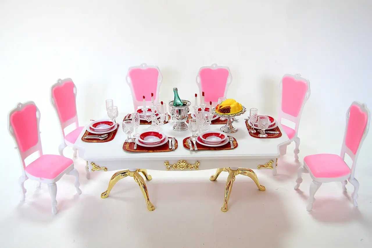 Меблі для ляльок Барбі Глорія Столовий обідній стіл зі стільцями 2312