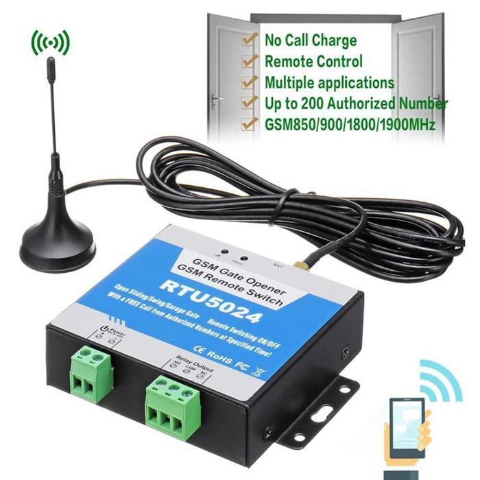 Relé p/ Abertura Portões * RTU5024 GSM * Controlo Remoto * Sem Fios