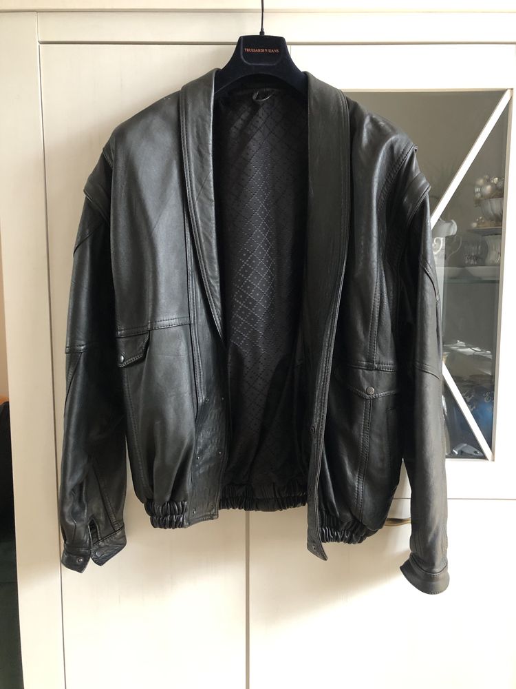 skóra naturalna skórzana kurtka vintage bomber bezrękawnik
