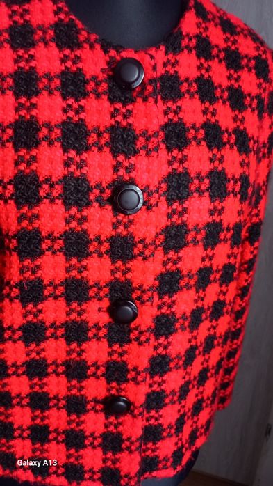 Żakiet narzutka wzór kratka  XL jak nowy