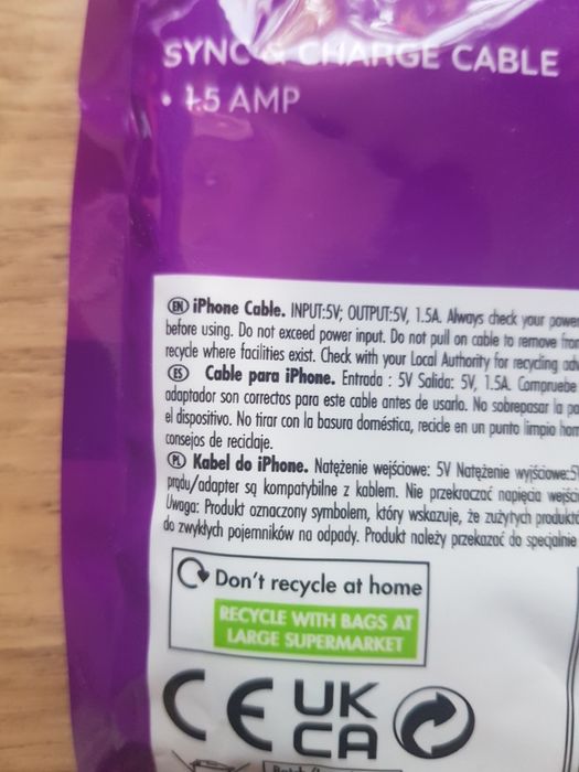 Nowy kabel do IPHONE  , tableta 1.5m