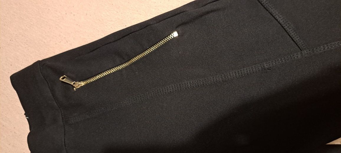 Zara spodnie legginsy zlote zamki 38 czarne
