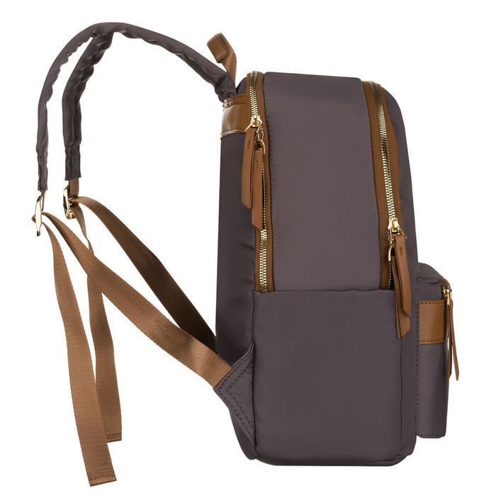 Szary, miejski plecak damski z poliestru zamykany suwakami - Peterson