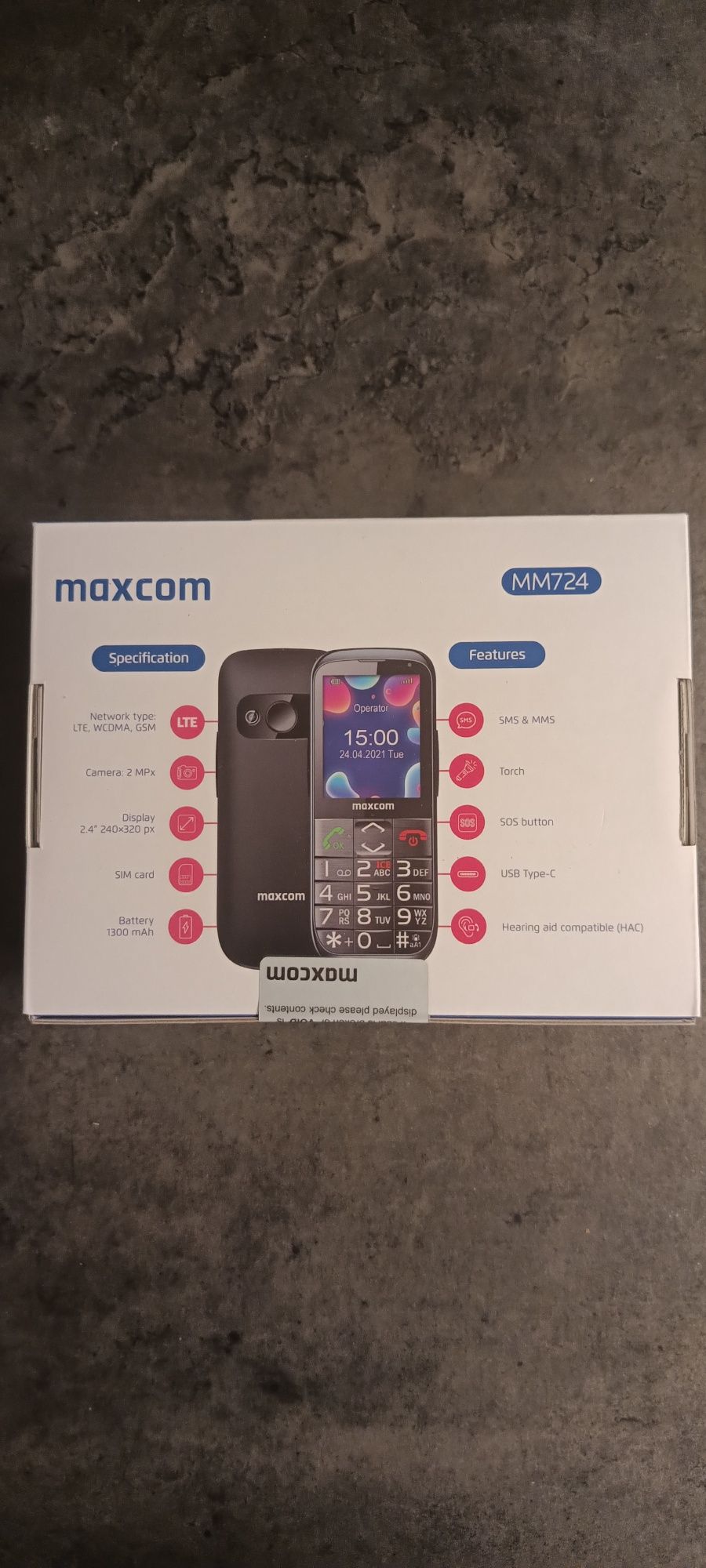 Telefon dla seniora Maxcom MM724 4 G SOS HAC
