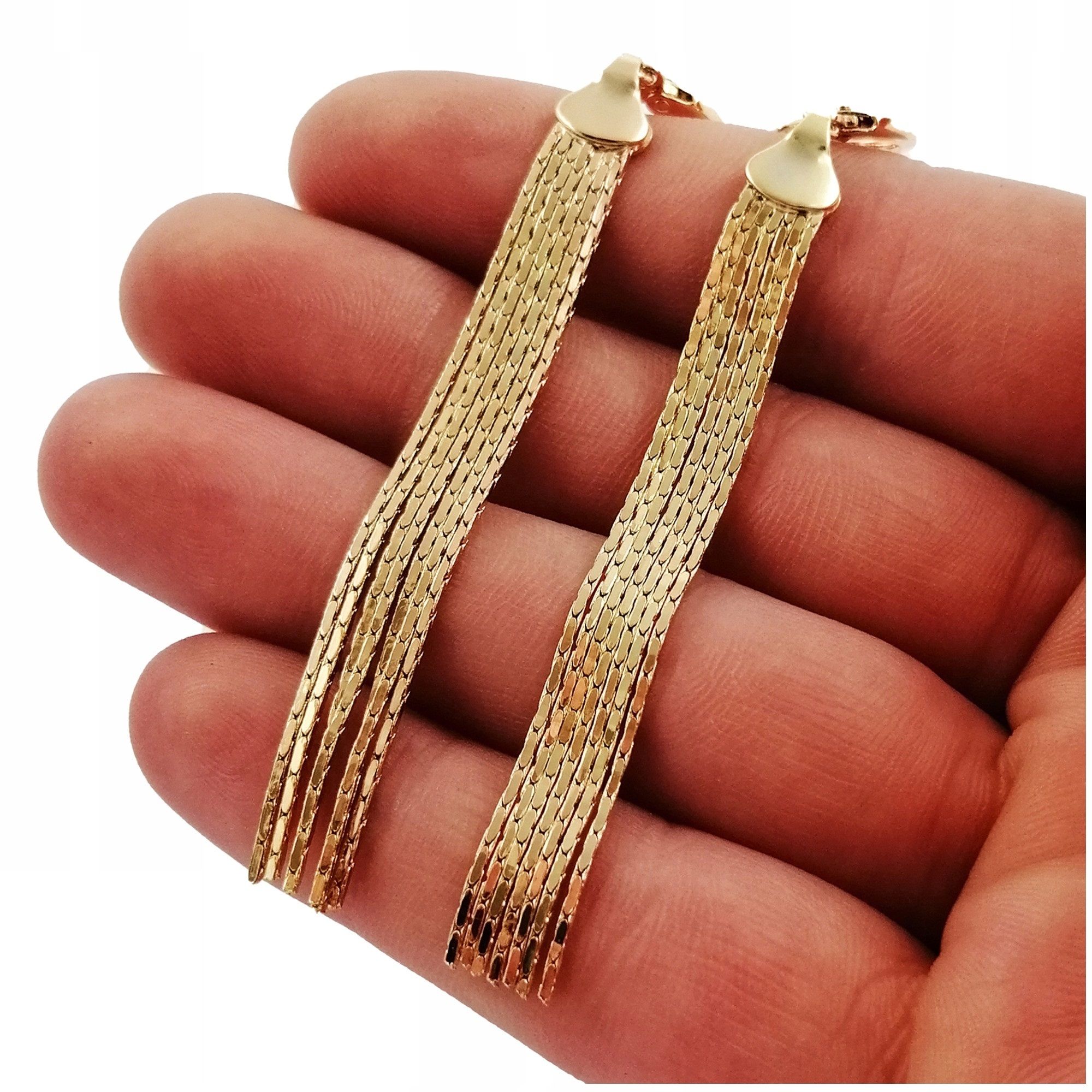 Złoty Komplet Biżuterii Stal Chirurgiczna Kolczyki Naszyjnik 50 Cm Pre