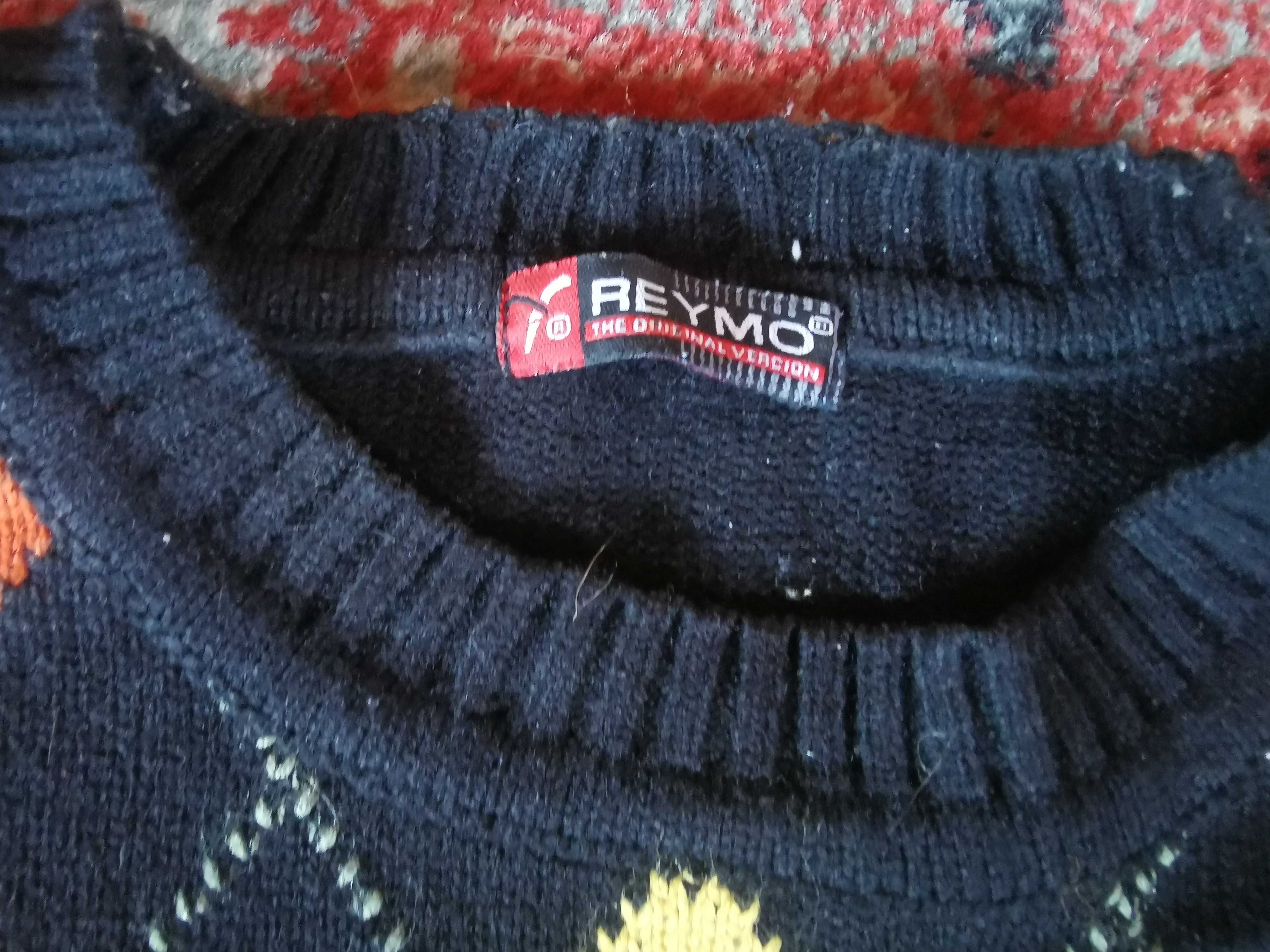 Sweter w romby czarny - rozmiar L / XL vintage