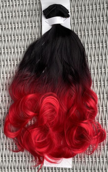 Premium Ultra włosy doczepiane, czarny/czerwony/ombre clip in ( 362 )