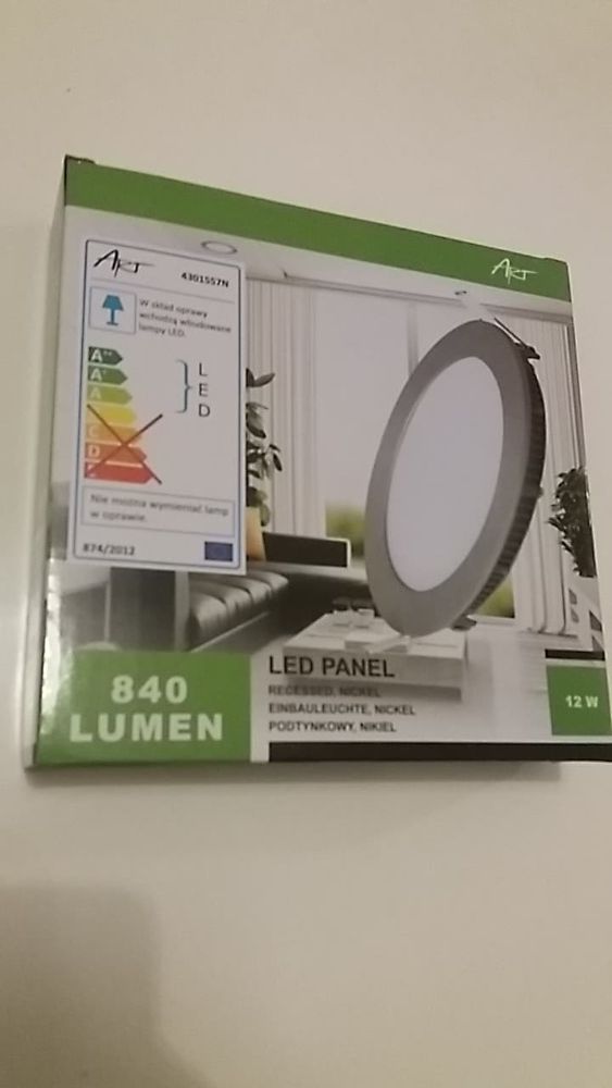 Panel LED, okrągły, nikiel, 12W, ultra slim, 4000K