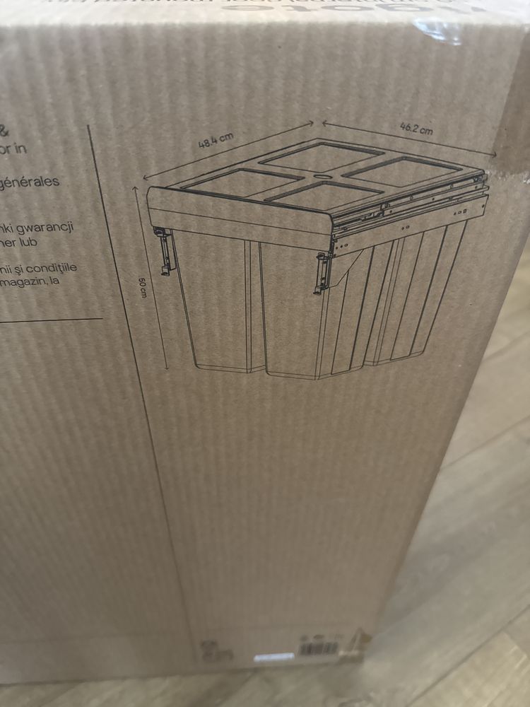 Kosz plastikowy zintegrowany GoodHome 50 cm z 3 pojemnikami