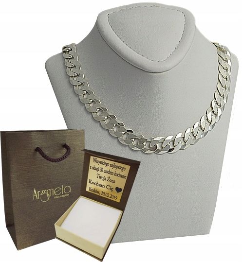 Łańcuszek Srebrny Pancerka 7,5 mm Grawer Gratis