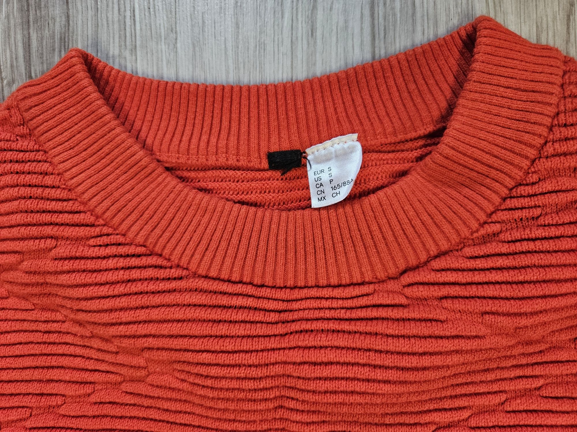 Czerwony sweter h&m  bawełna  s pomarańczowa czerwień