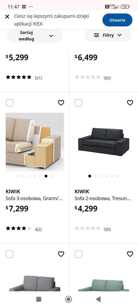 Używana sofa kivik/ rezerwacja