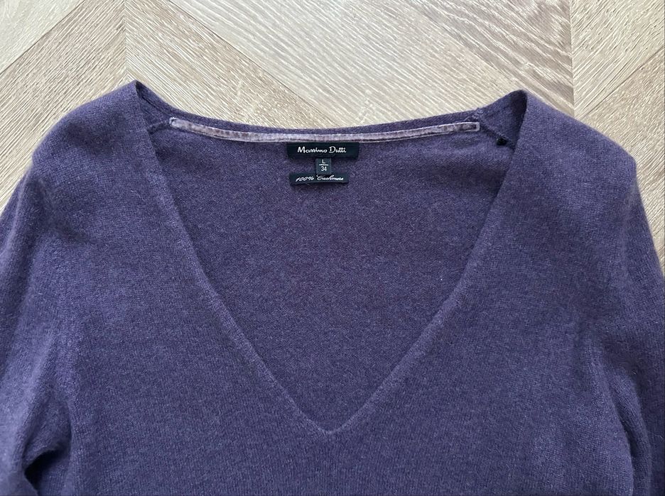 Massimo Dutti Kaszmirowy Sweter S Fiolet Premium
