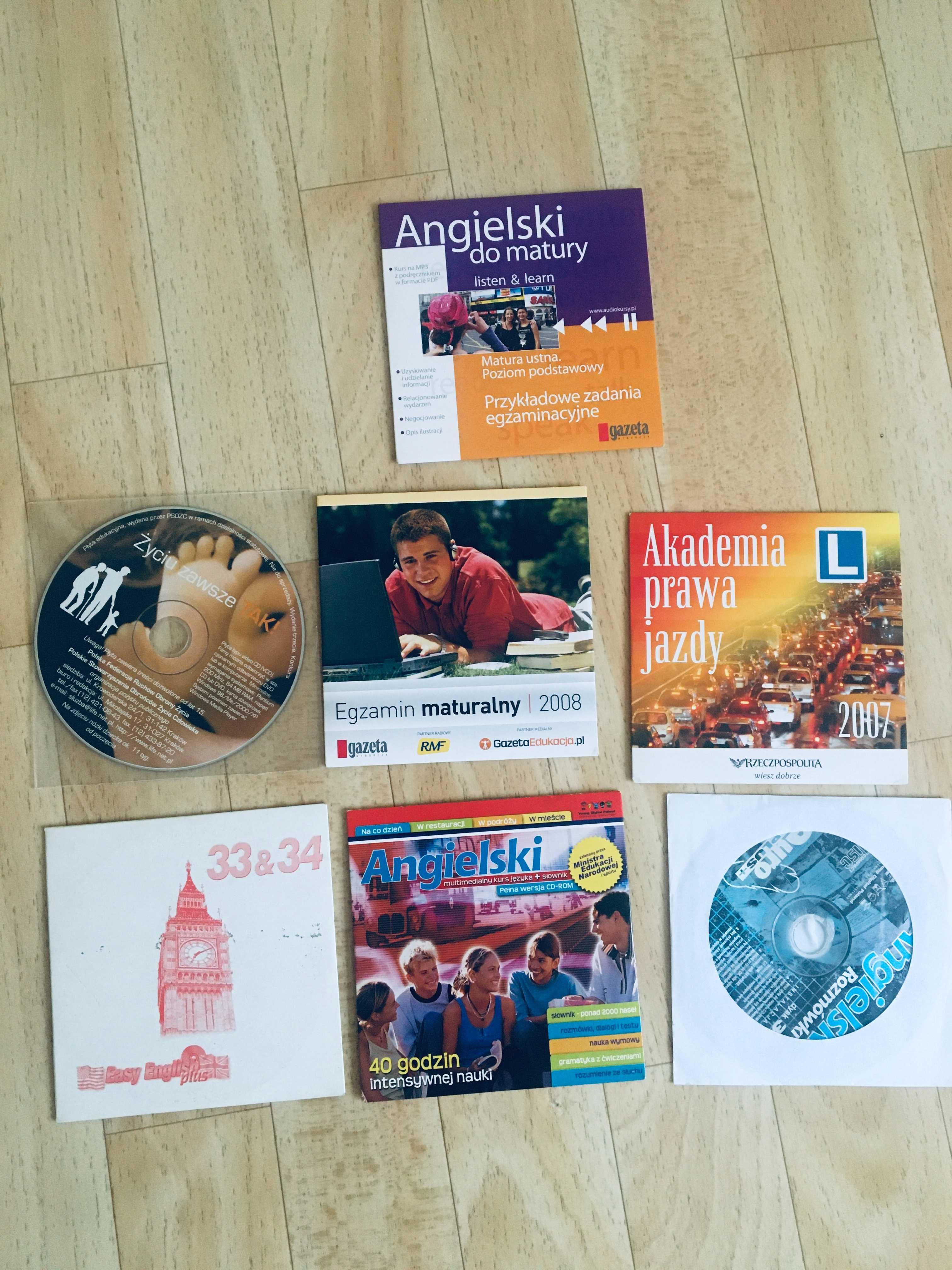 Płyty CD, edukacja, język angielski, matura, prawo jazdy