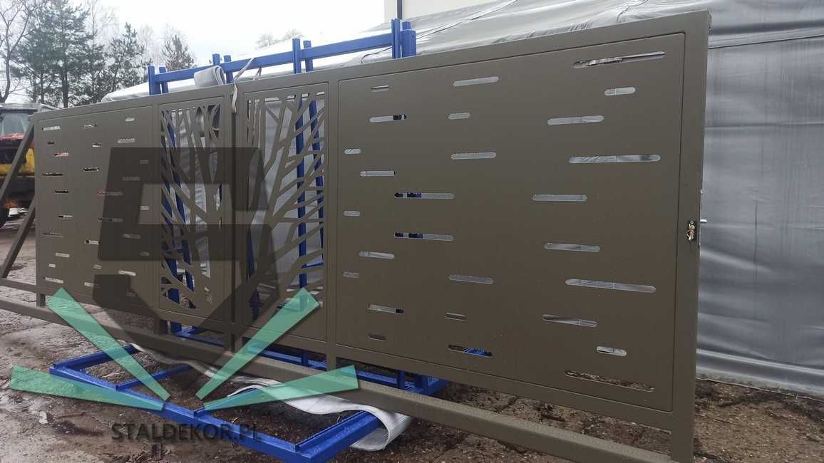 Brama przesuwna 5x1,5m wycinana laserowo CNC panelowa.