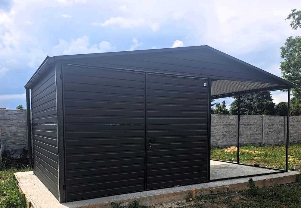 TANI Garaż Blaszany 3x5 Drewnopodobny | Garaże Blaszane – Maj-Blach
