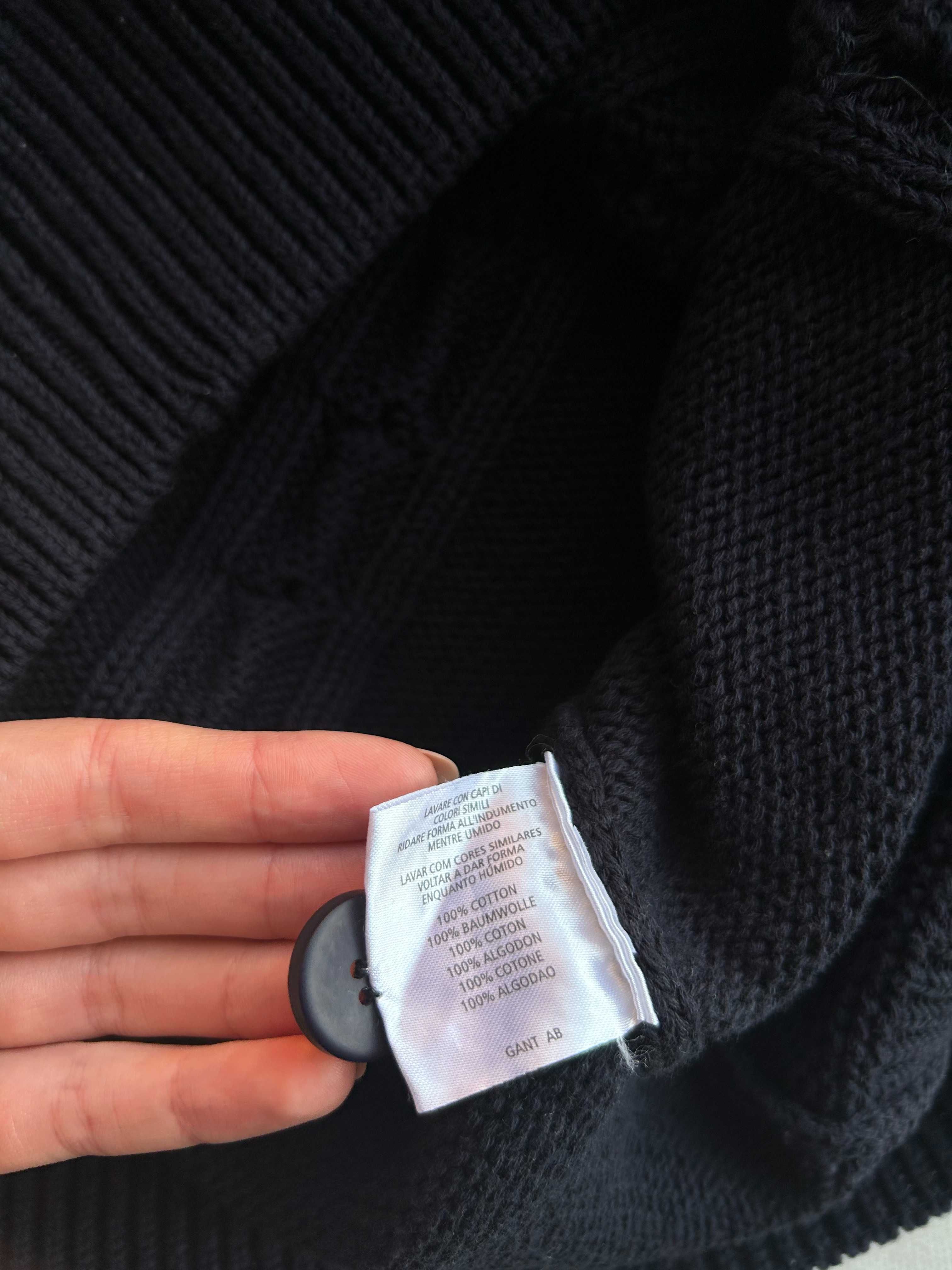 GANT _ Granatowy bawełniany męski grubszy sweter XL
