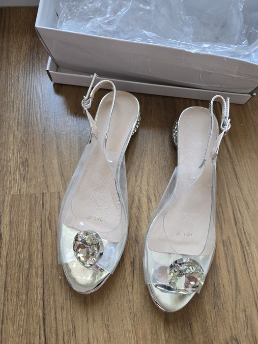 Buty przezroczyste rozmiar 37 srebrne dodatki