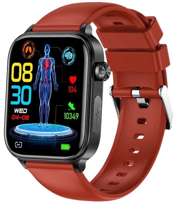 smartwatch męski rubicon rncf33 black + pasek bordowy