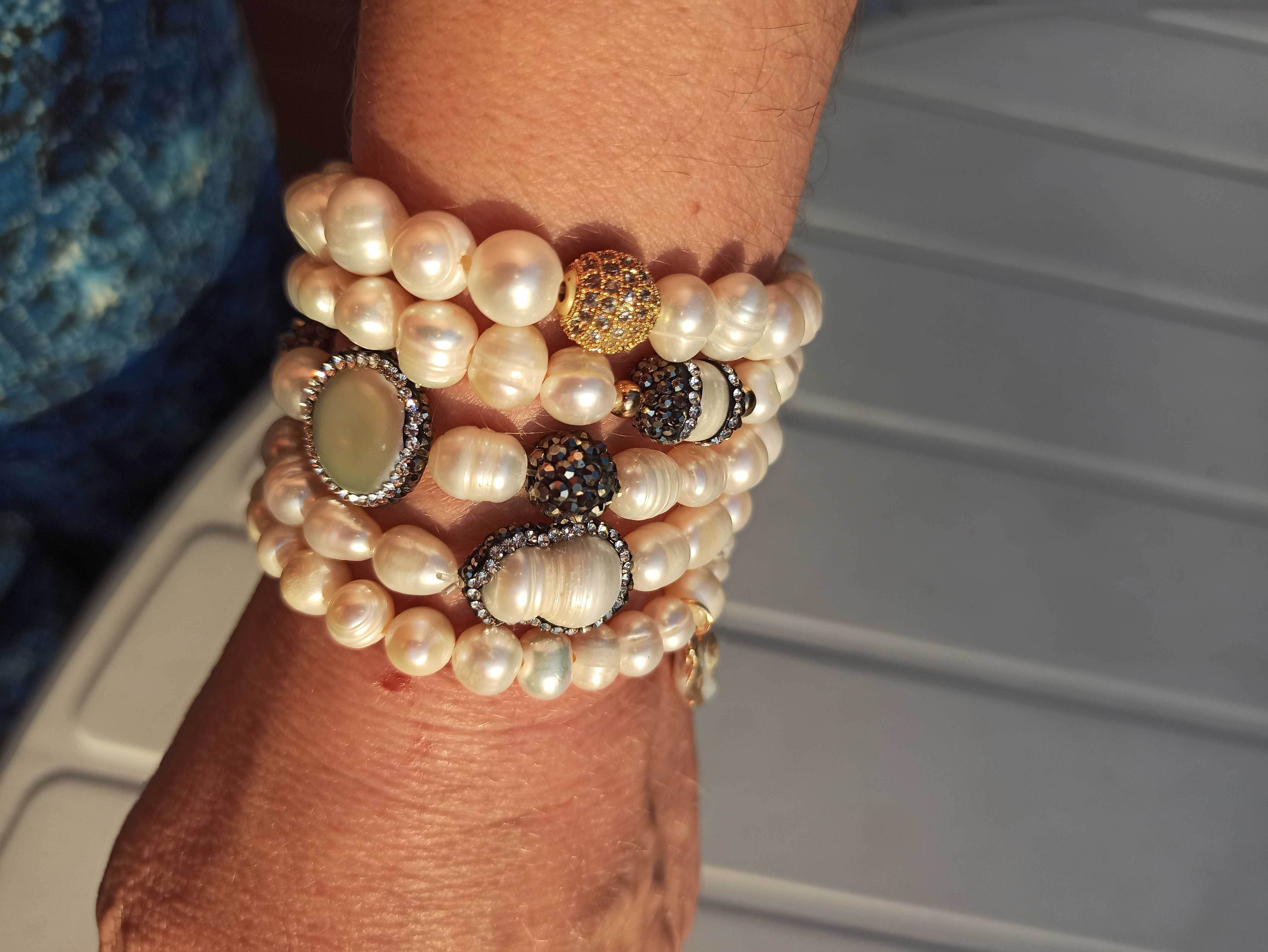 Cudne bransolety perły naturalne boho style