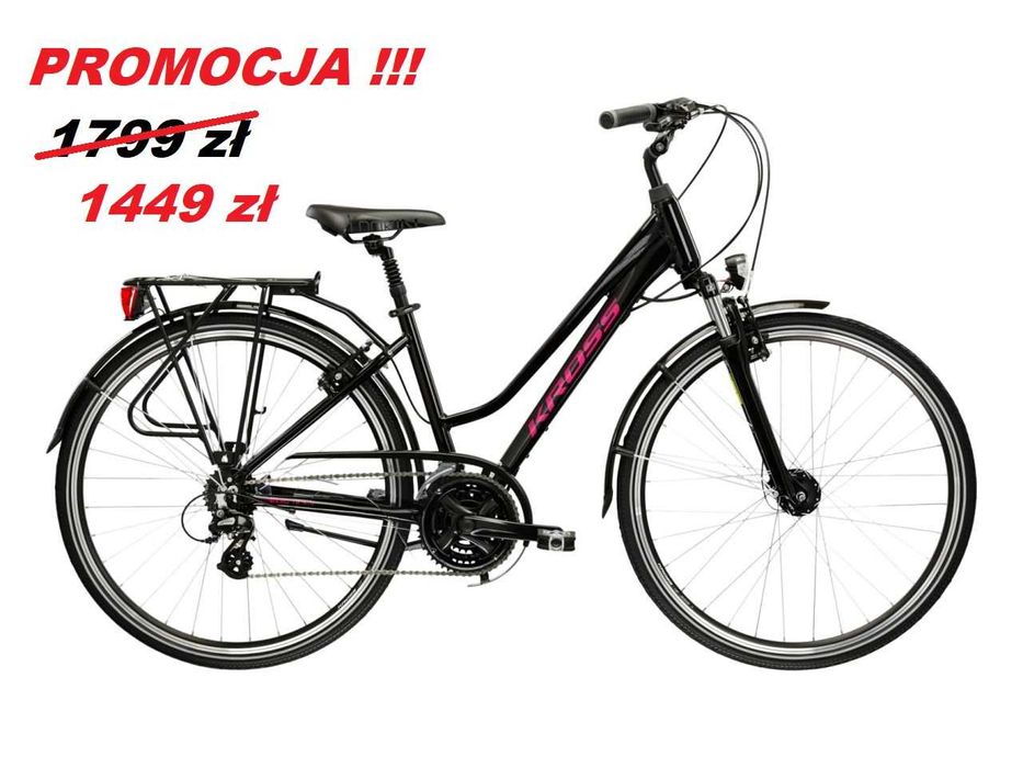 PROMOCJA !!! Rower Damski Kross BERG 4.0 czarny Rama 17"/koło 28"