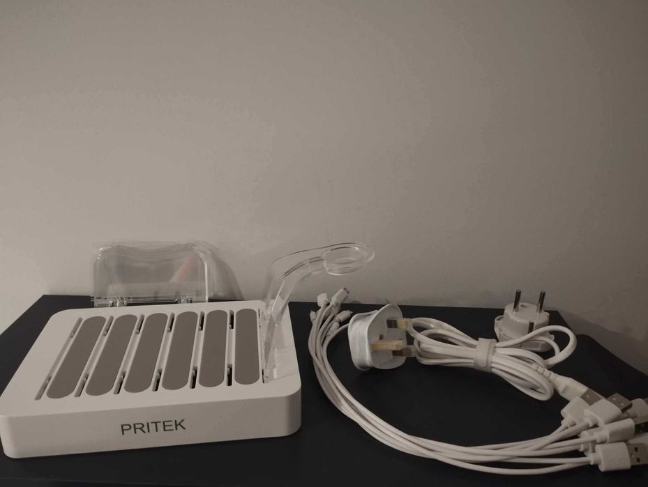 PRITEK Stacja ładująca 8szt krótkie kable do ładowania 60W 6portów USB