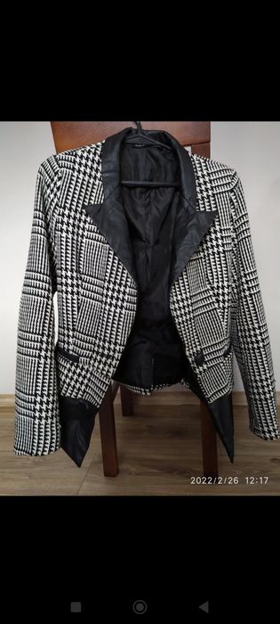 Marynarka/żakiet pepitka skóra r.36