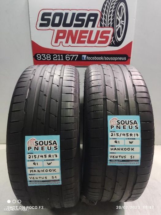 2 pneus semi novos 215-45r17 hankook - oferta dos portes 90 euros