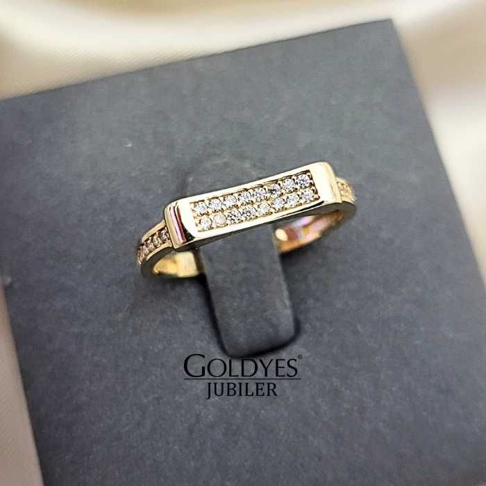 złoty pierścionek z cyrkoniami próby 585