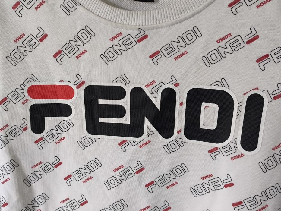 Biała bluza Fendi z lampasem logowana