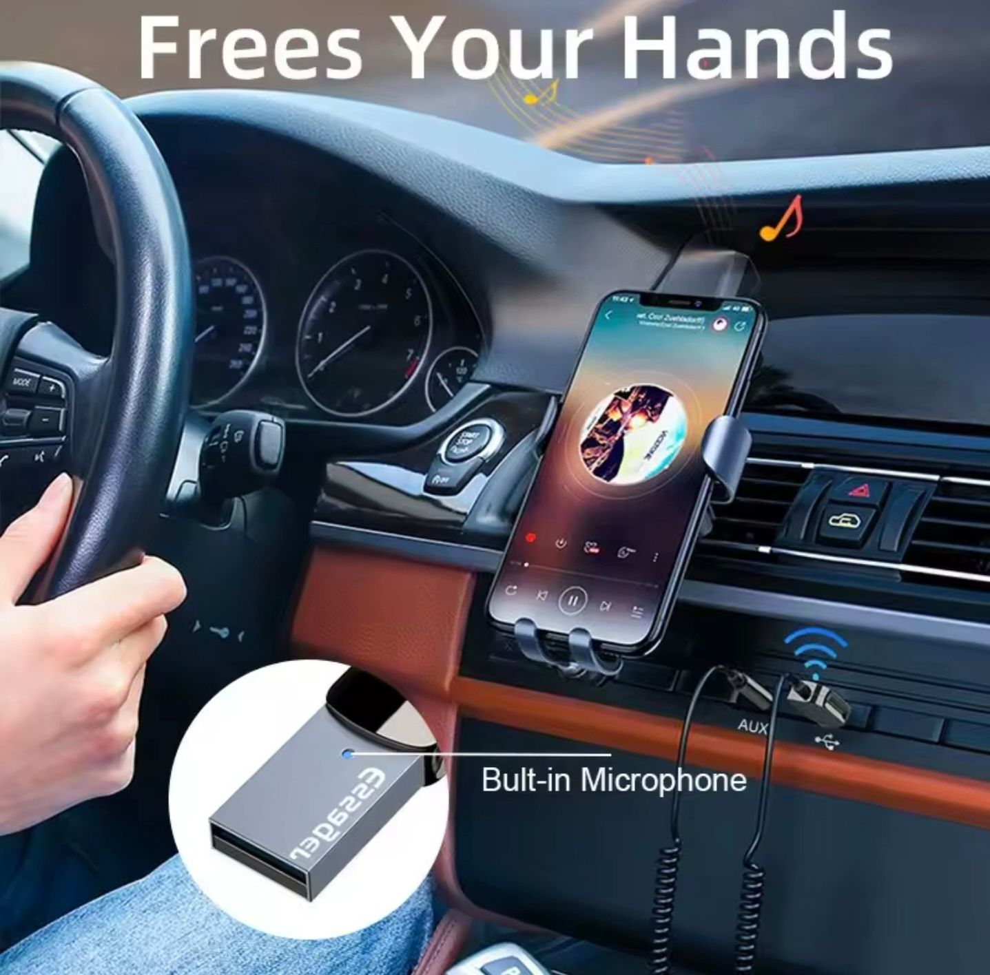 Transmiter Bluetooth AUX do auta - Essager BT 5.0 - NOWY