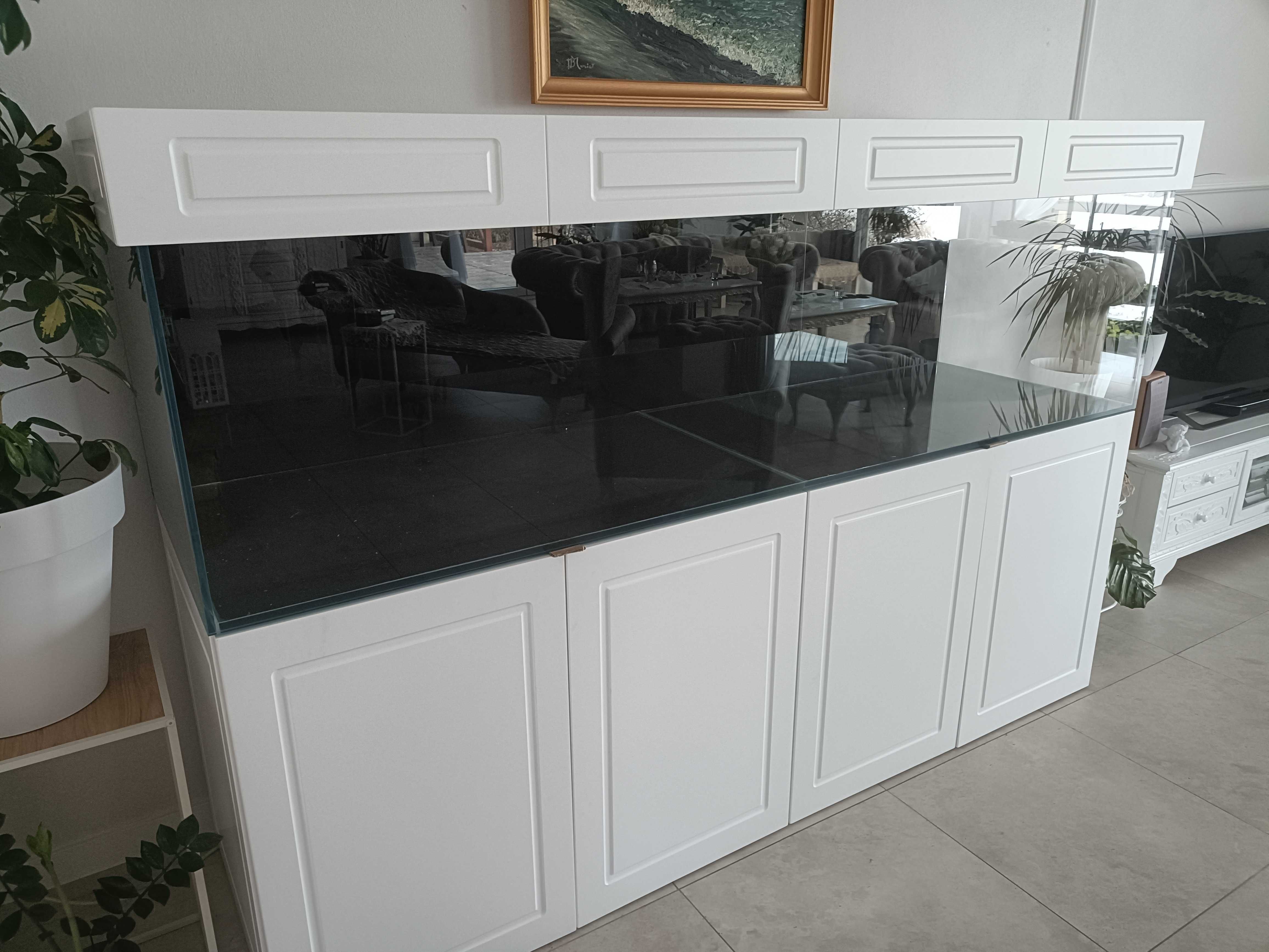 Akwarium 220x65x60 - 860l, pokrywa, oświetlenie, stelaż, szafka