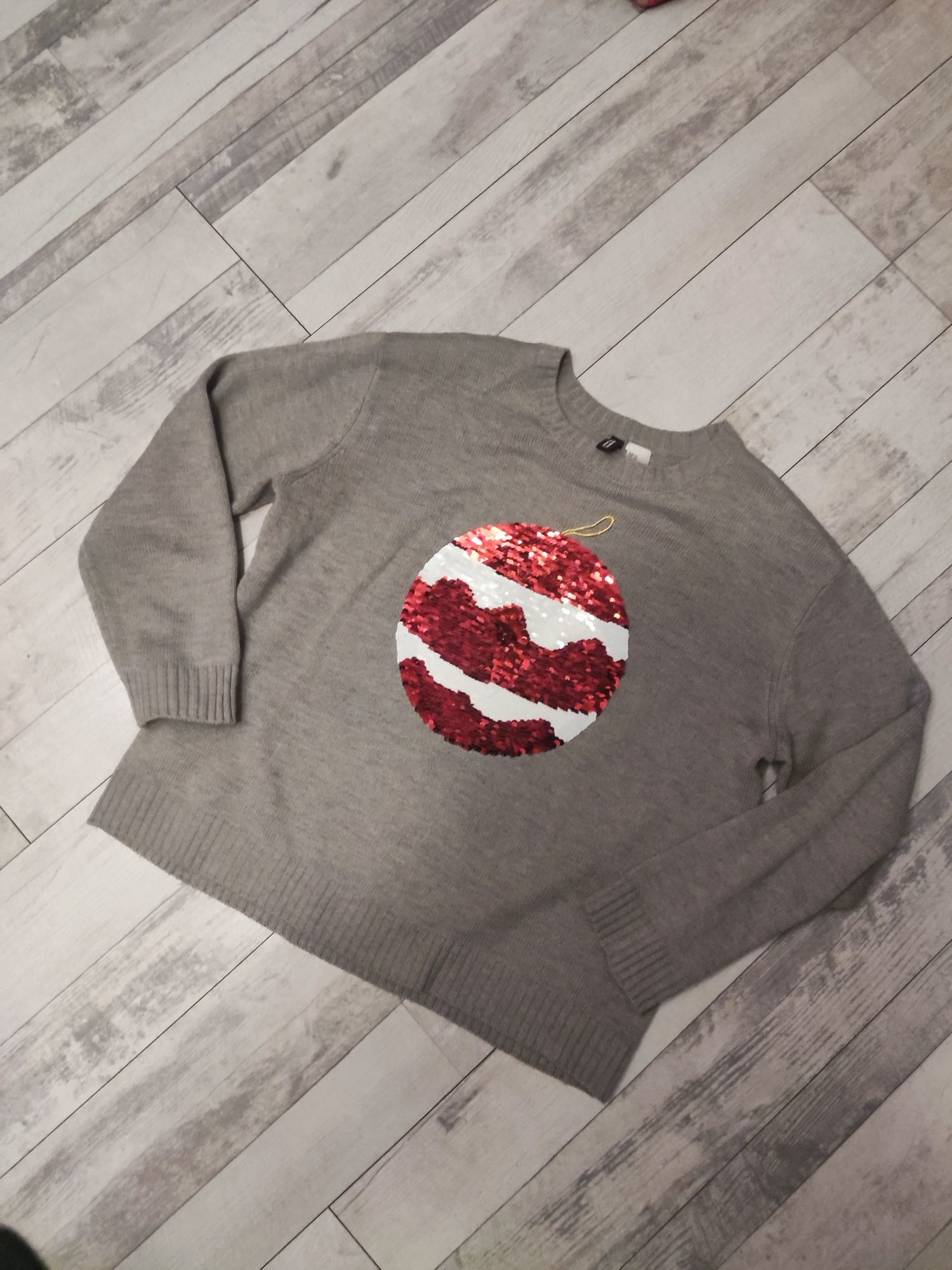 Sweter świąteczny pingwin bąbka cekiny
