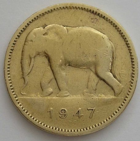 Kongo Belgijskie 2 franki 1947 - sloń