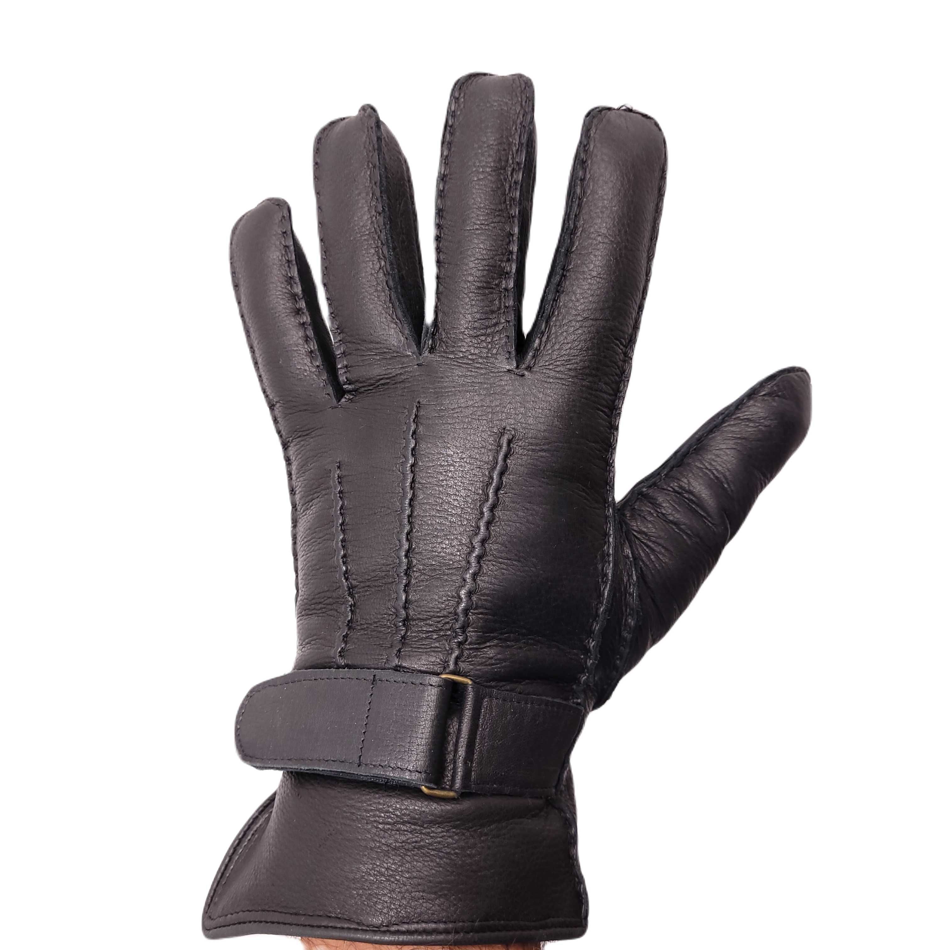 Fingerman Scandinavia Gloves Skórzane Męskie Czarne Rękawiczki Leather
