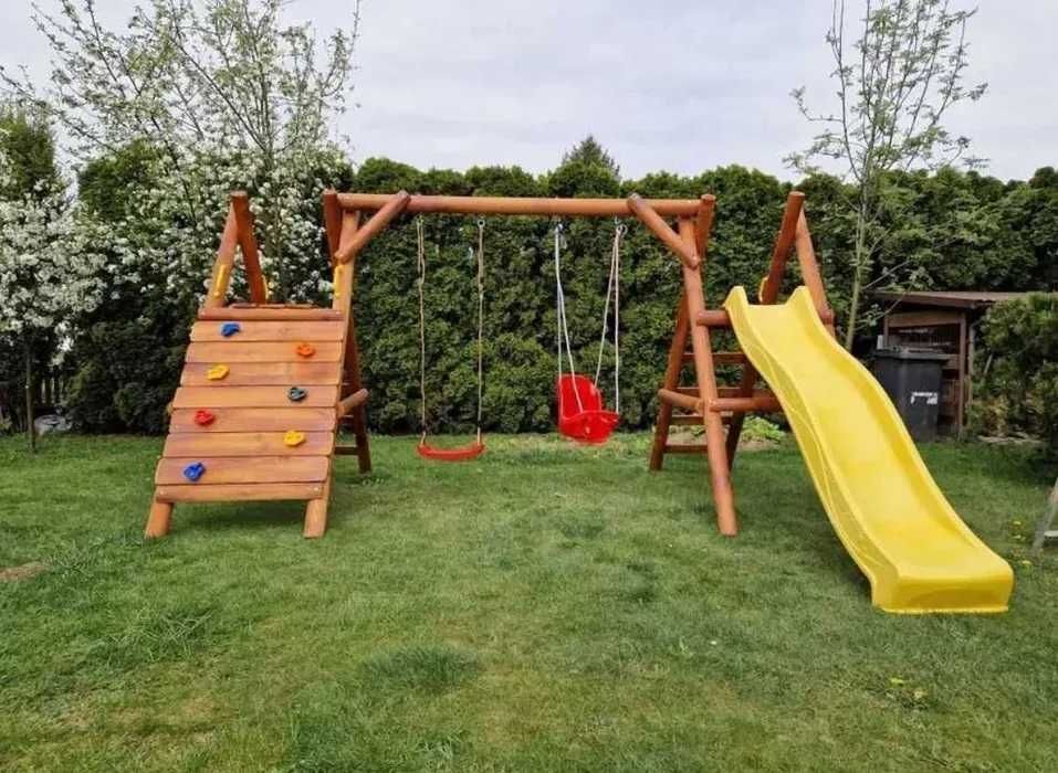 Plac zabaw "Tymek" huśtawka zjeżdżalnia wspinaczka wysoka jakość